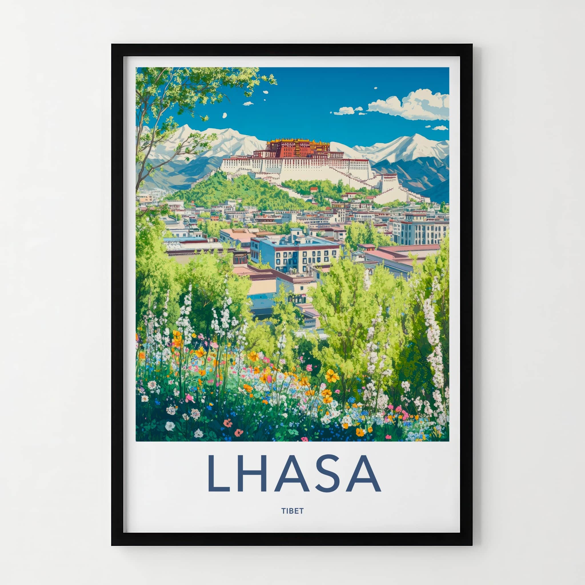 Lhasa Poster - Tibet Framed Print - Spring Floral Palace Lounge Decor