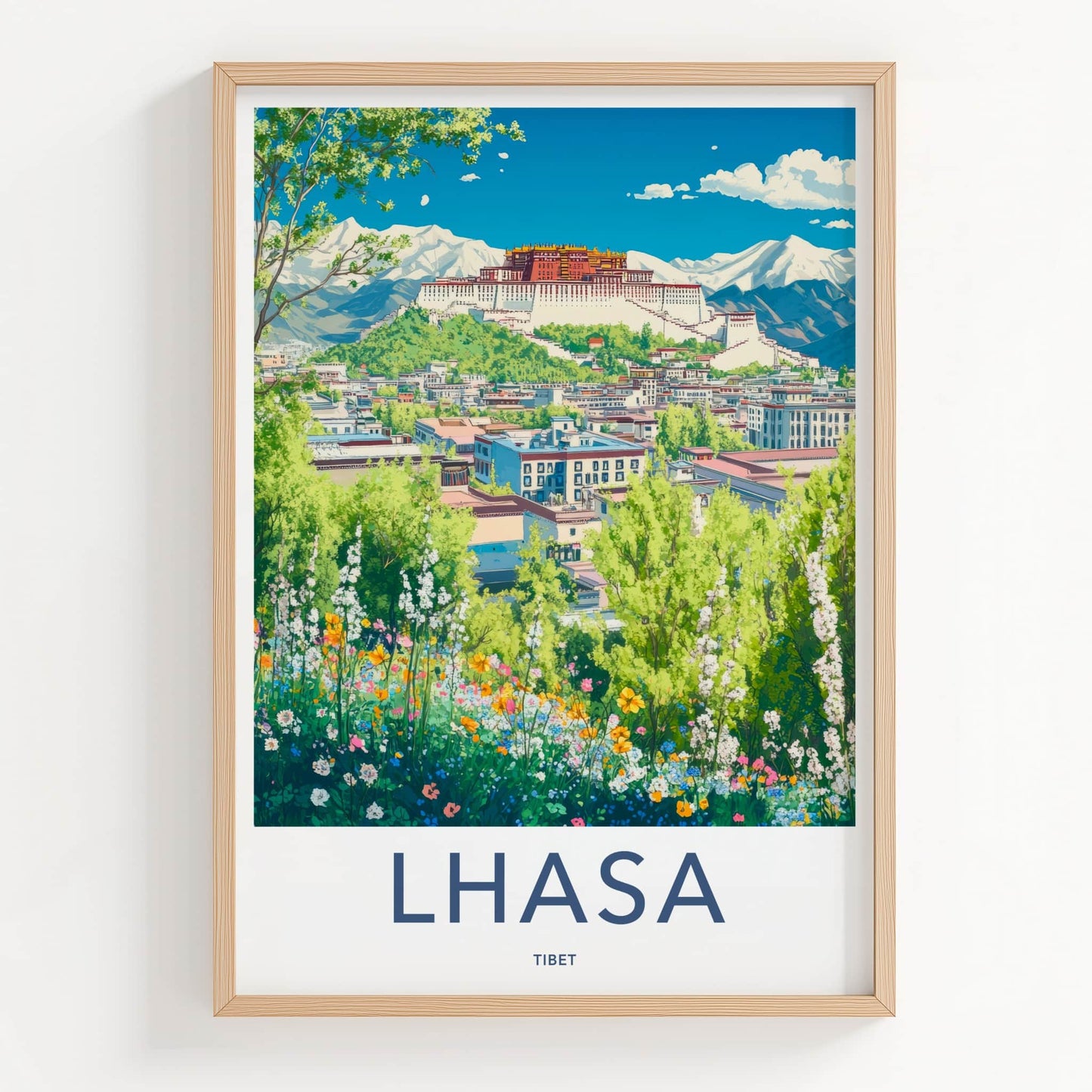 Lhasa Poster - Tibet Framed Print - Spring Floral Palace Lounge Decor