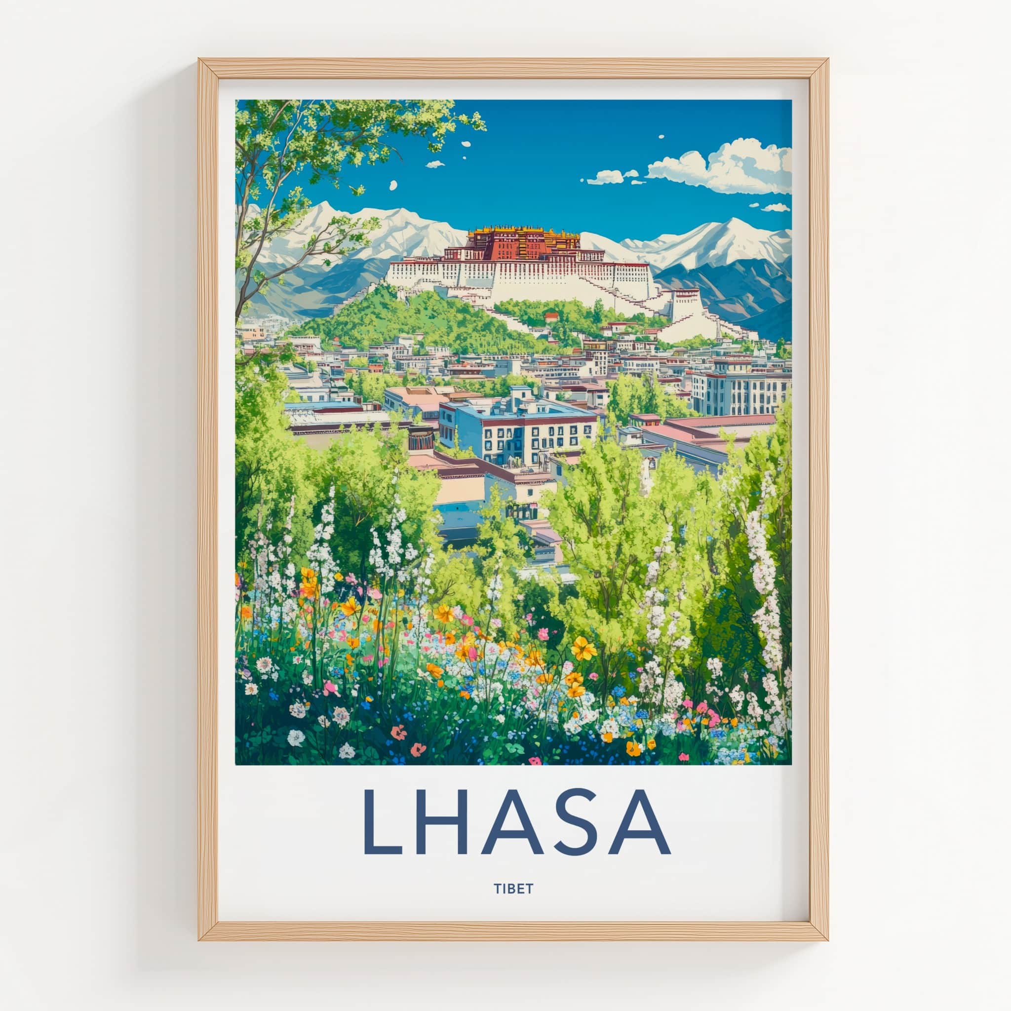 Lhasa Poster - Tibet Framed Print - Spring Floral Palace Lounge Decor