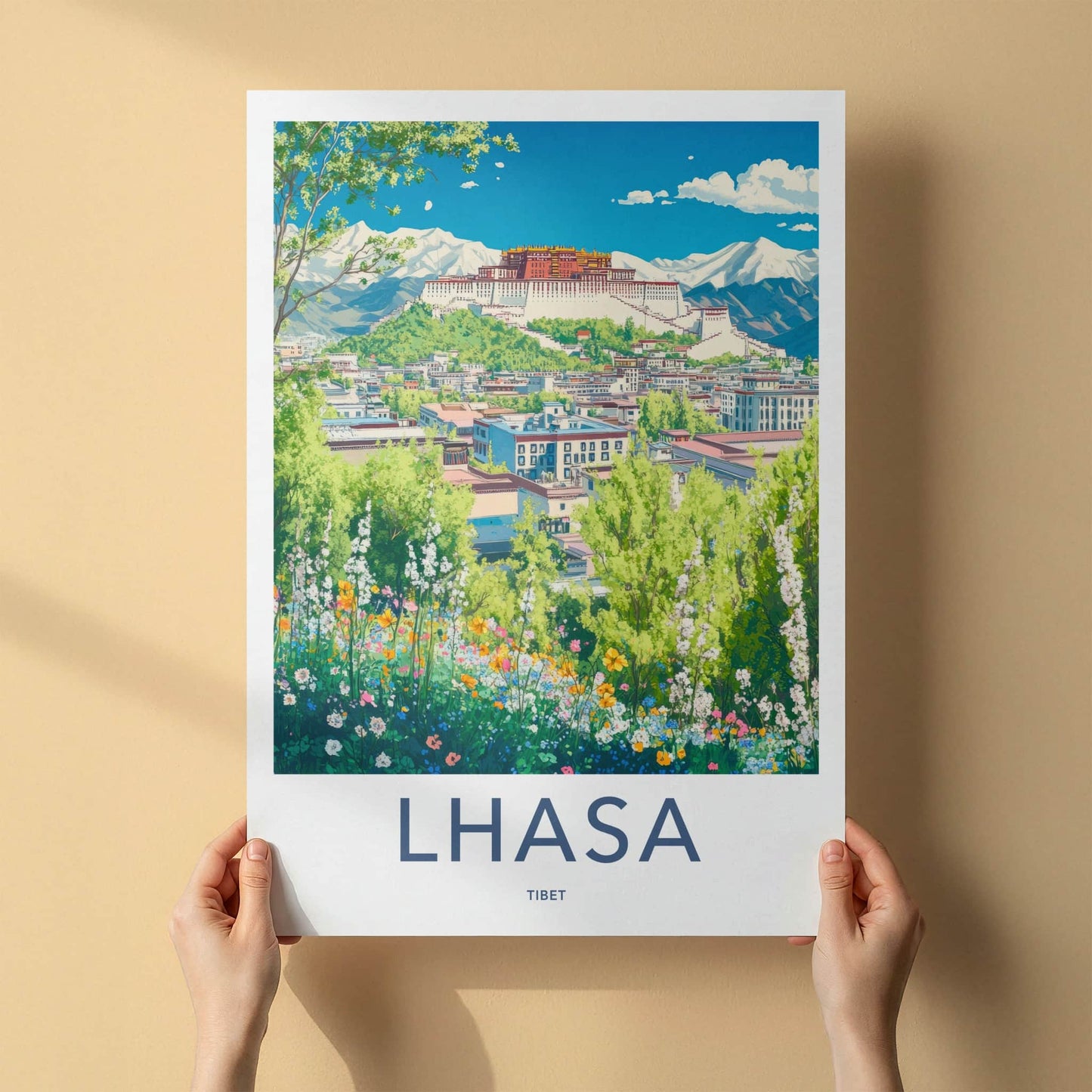 Lhasa Poster - Tibet Framed Print - Spring Floral Palace Lounge Decor