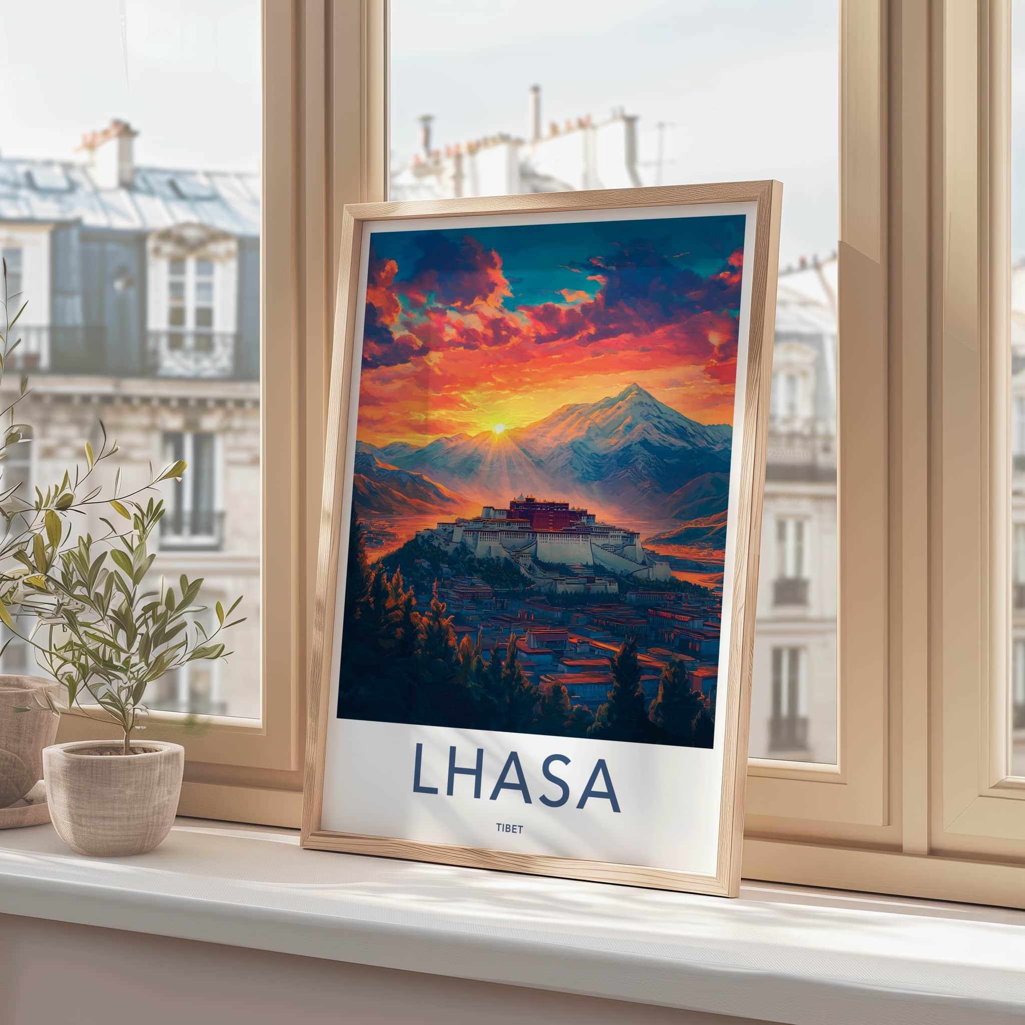 Lhasa Poster - Tibet Travel Art - Potala Palace Sunset Home Decor