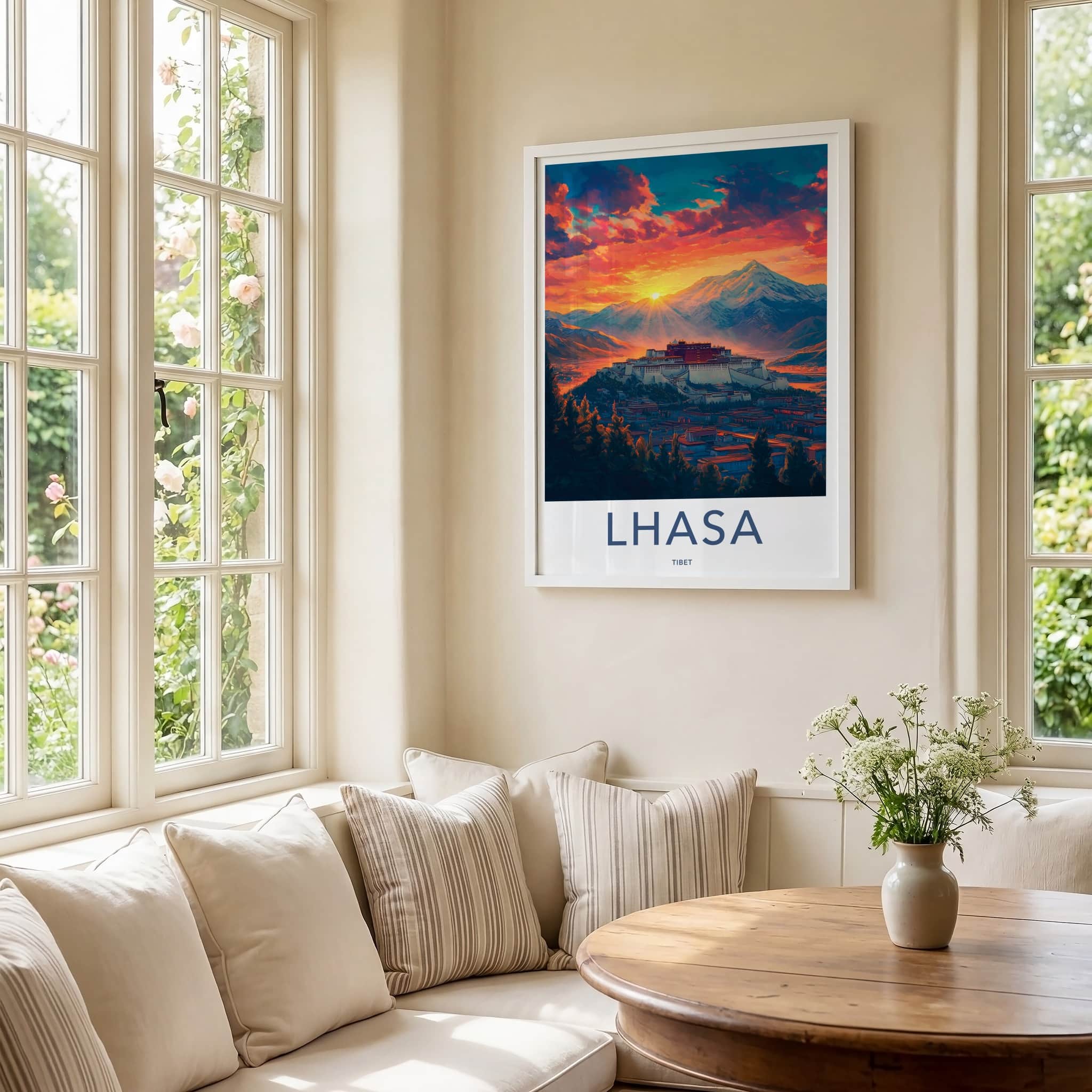 Lhasa Poster - Tibet Travel Art - Potala Palace Sunset Home Decor