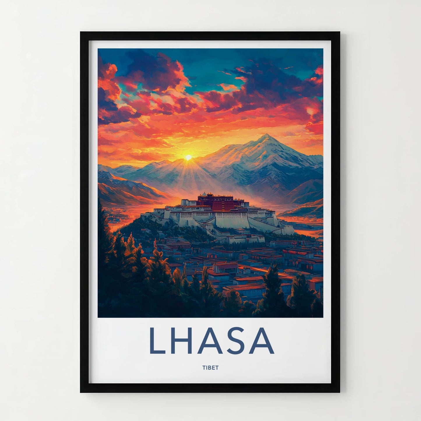 Lhasa Poster - Tibet Travel Art - Potala Palace Sunset Home Decor