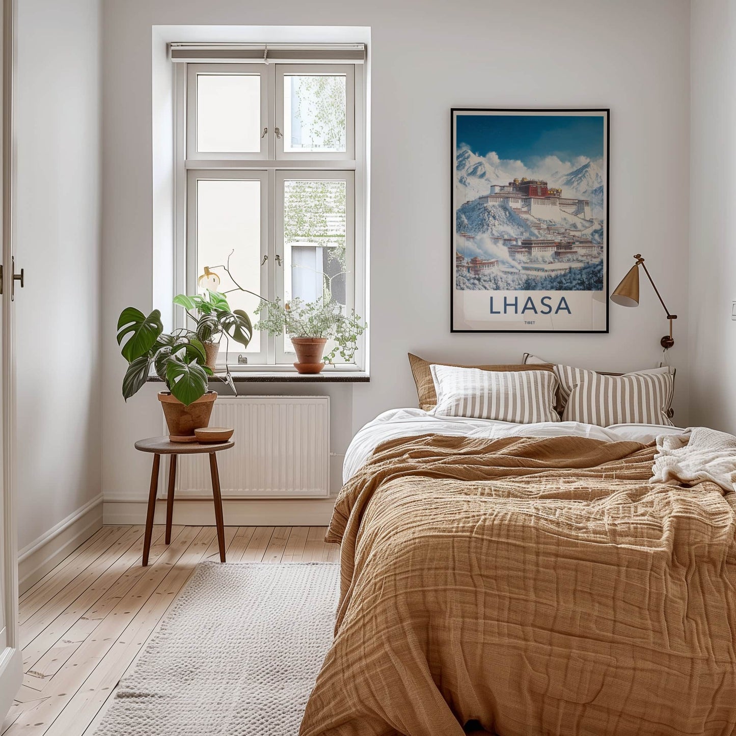 Lhasa Poster - Tibet Travel Art - Snowy Mountain Palace Lounge Decor