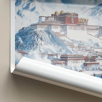 Lhasa Poster - Tibet Travel Art - Snowy Mountain Palace Lounge Decor