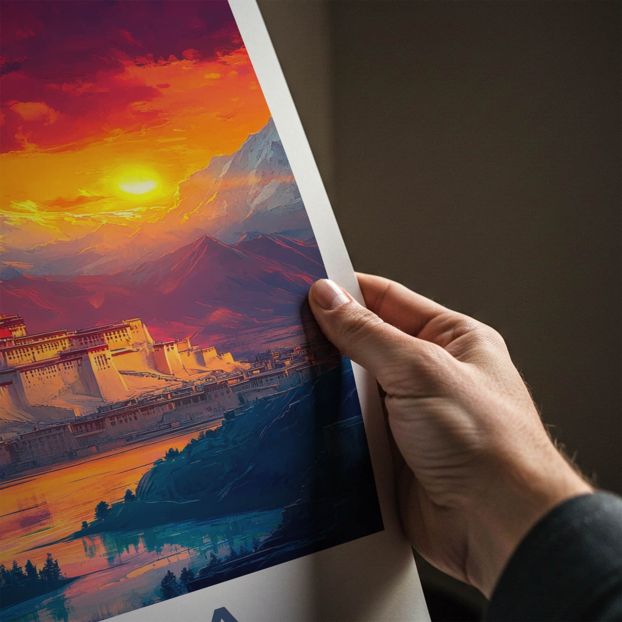 Lhasa Poster - Tibet Travel Art - Vibrant Mountain Palace Home Decor