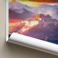Lhasa Poster - Tibet Travel Art - Vibrant Palace Sunset Home Decor