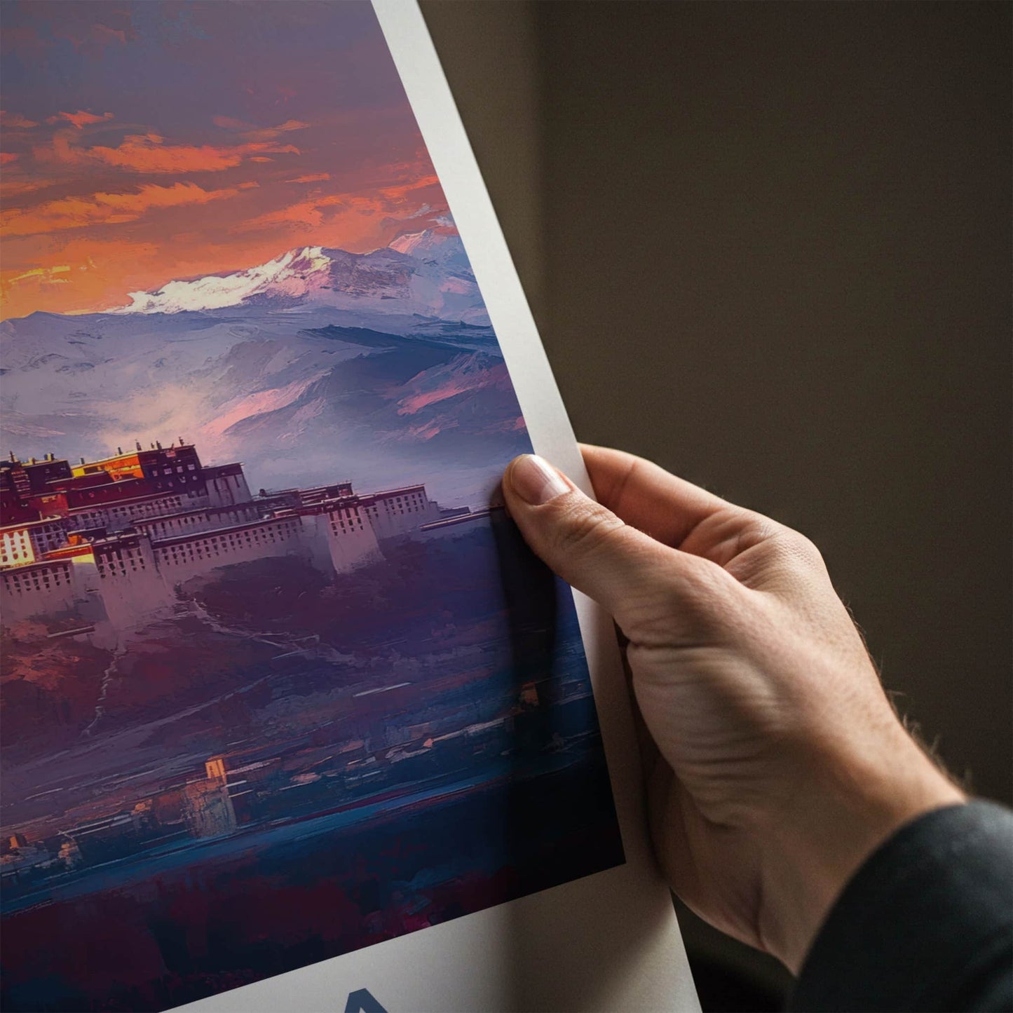 Lhasa Poster - Tibet Travel Art - Vibrant Palace Sunset Home Decor