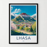 Lhasa Poster - Tibet Travel Print - Hilltop Palace Cityscape Home Decor