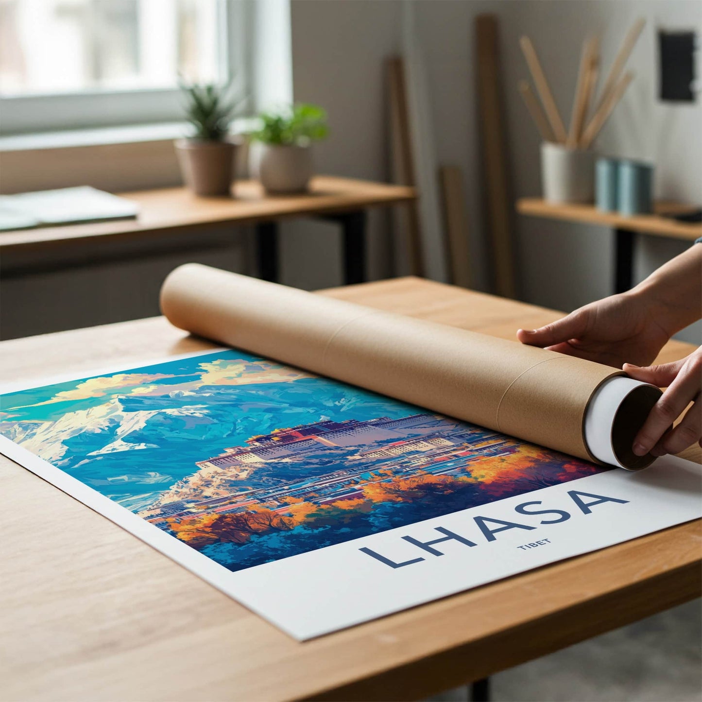 Lhasa Poster - Tibet Travel Print - Potala Palace City Gallery Art