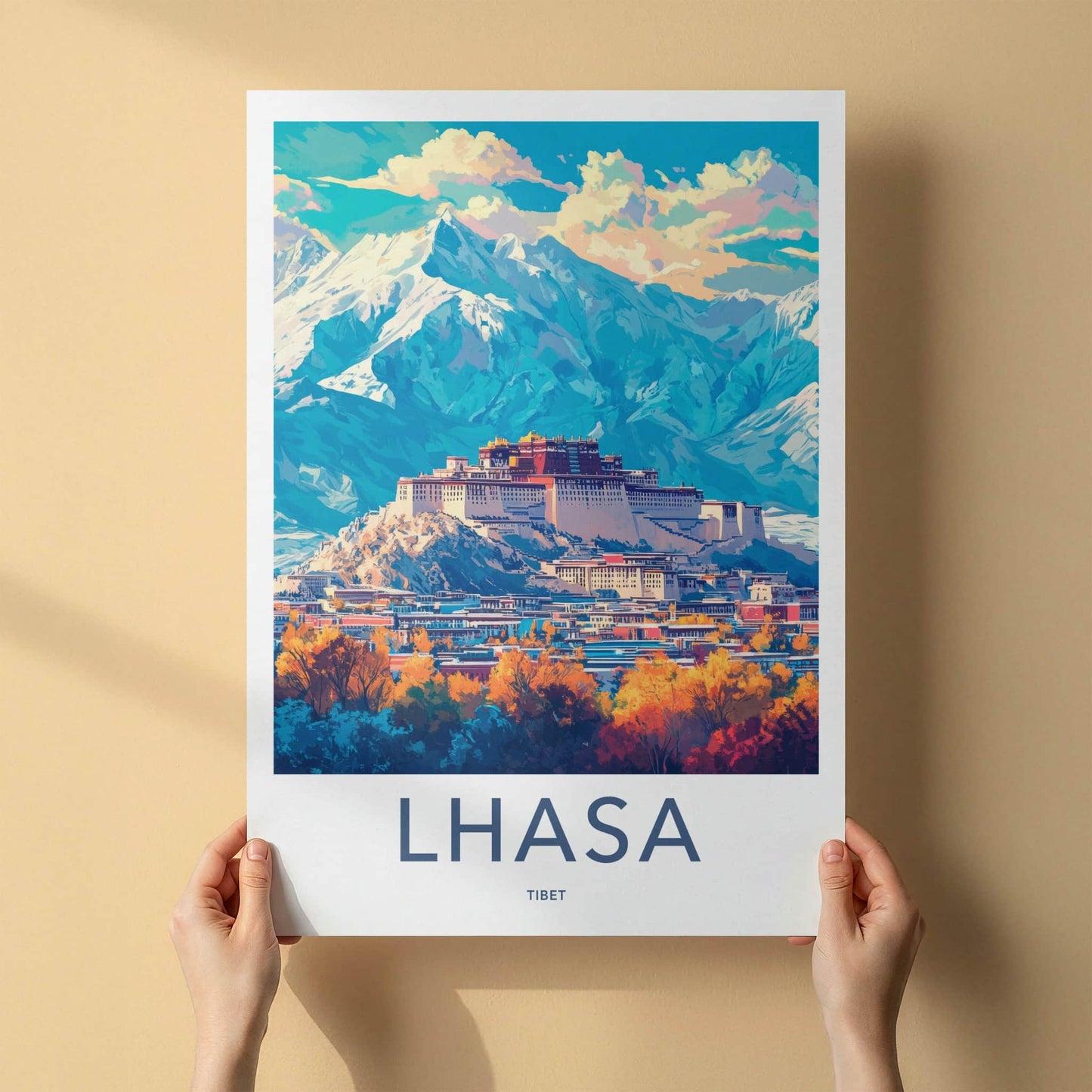 Lhasa Poster - Tibet Travel Print - Potala Palace City Gallery Art