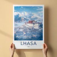 Lhasa Poster - Tibet Travel Print - Potala Palace Winter Home Decor
