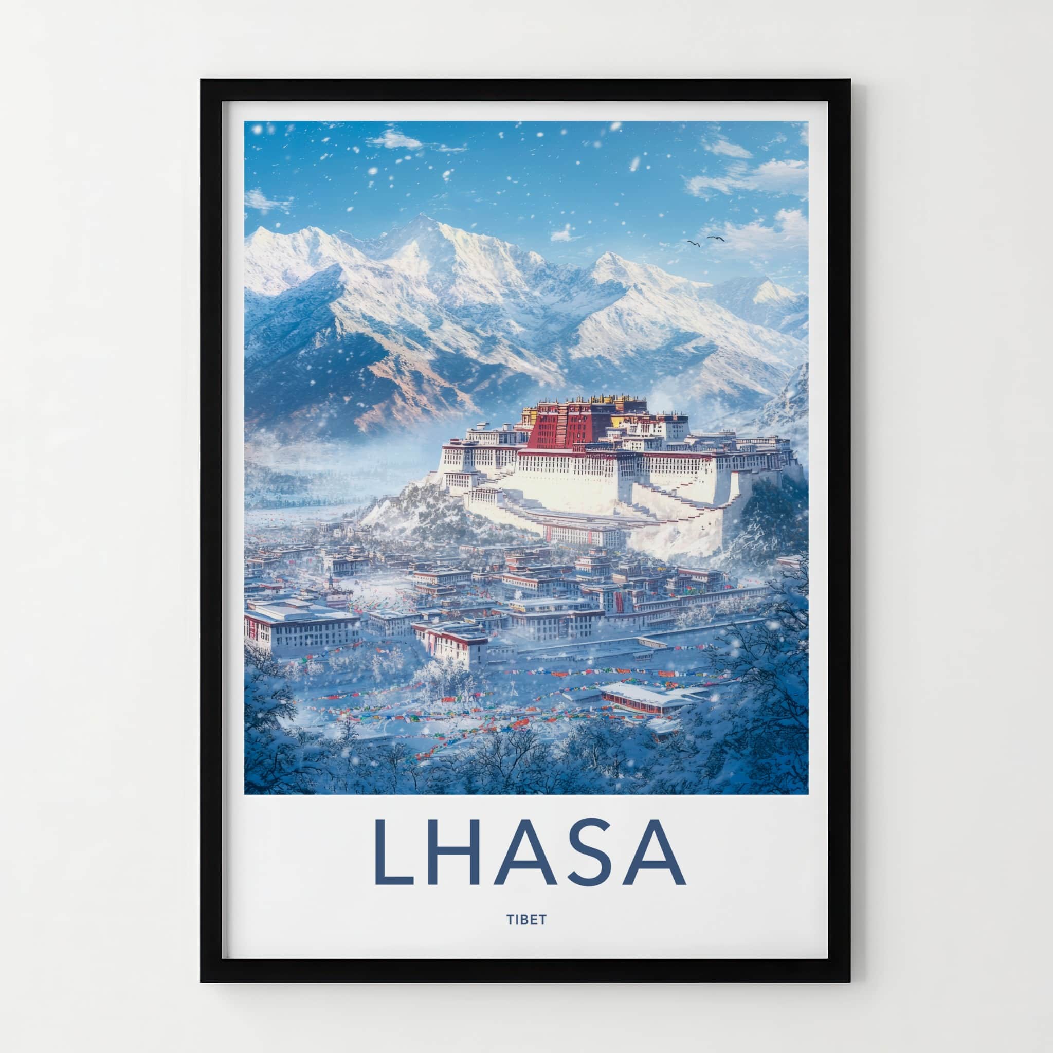 Lhasa Poster - Tibet Travel Print - Potala Palace Winter Home Decor
