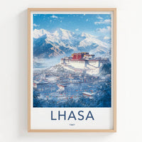 Lhasa Poster - Tibet Travel Print - Potala Palace Winter Home Decor