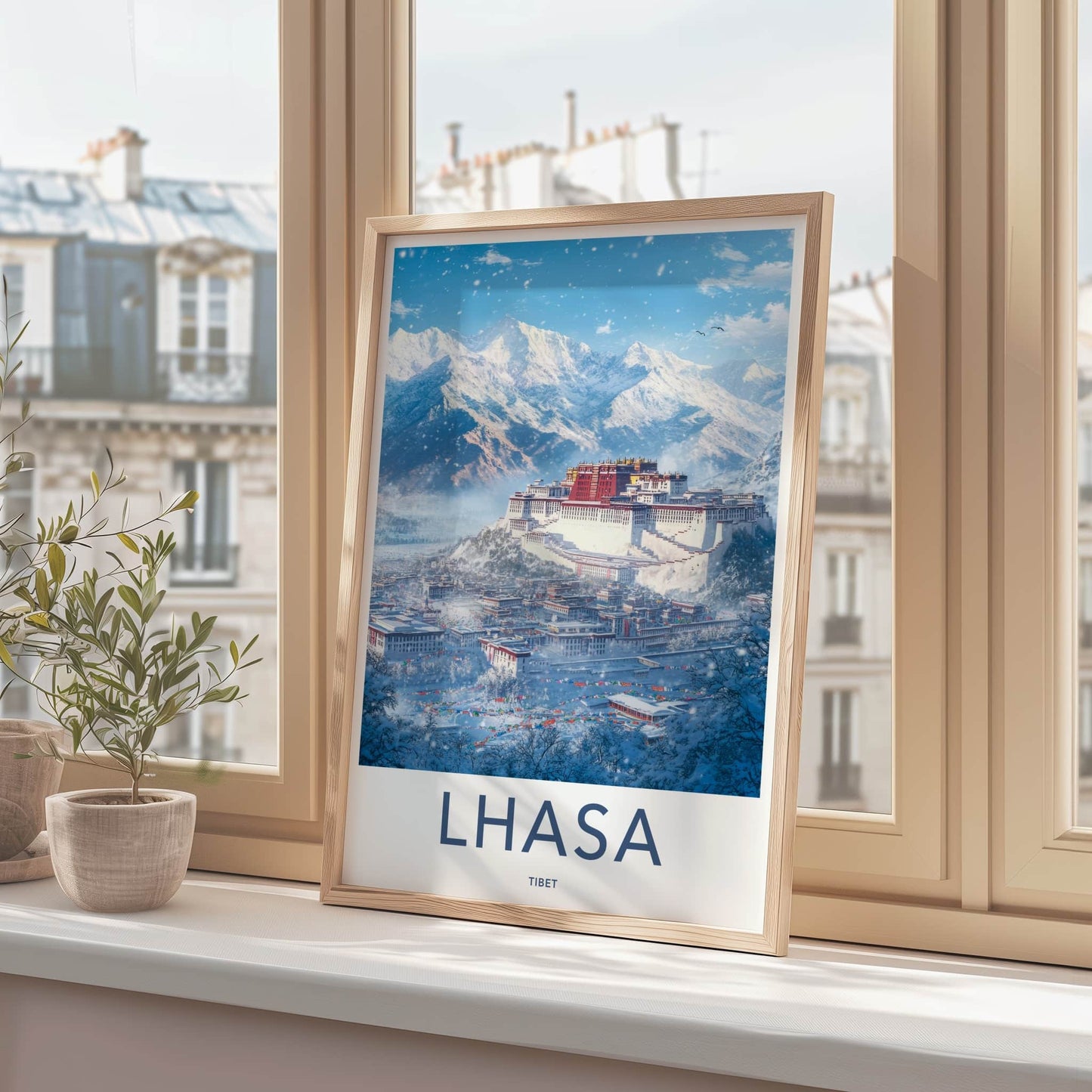 Lhasa Poster - Tibet Travel Print - Potala Palace Winter Home Decor
