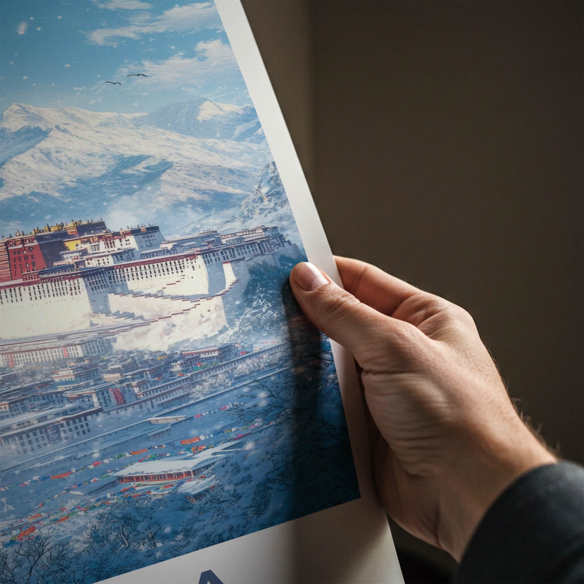 Lhasa Poster - Tibet Travel Print - Potala Palace Winter Home Decor