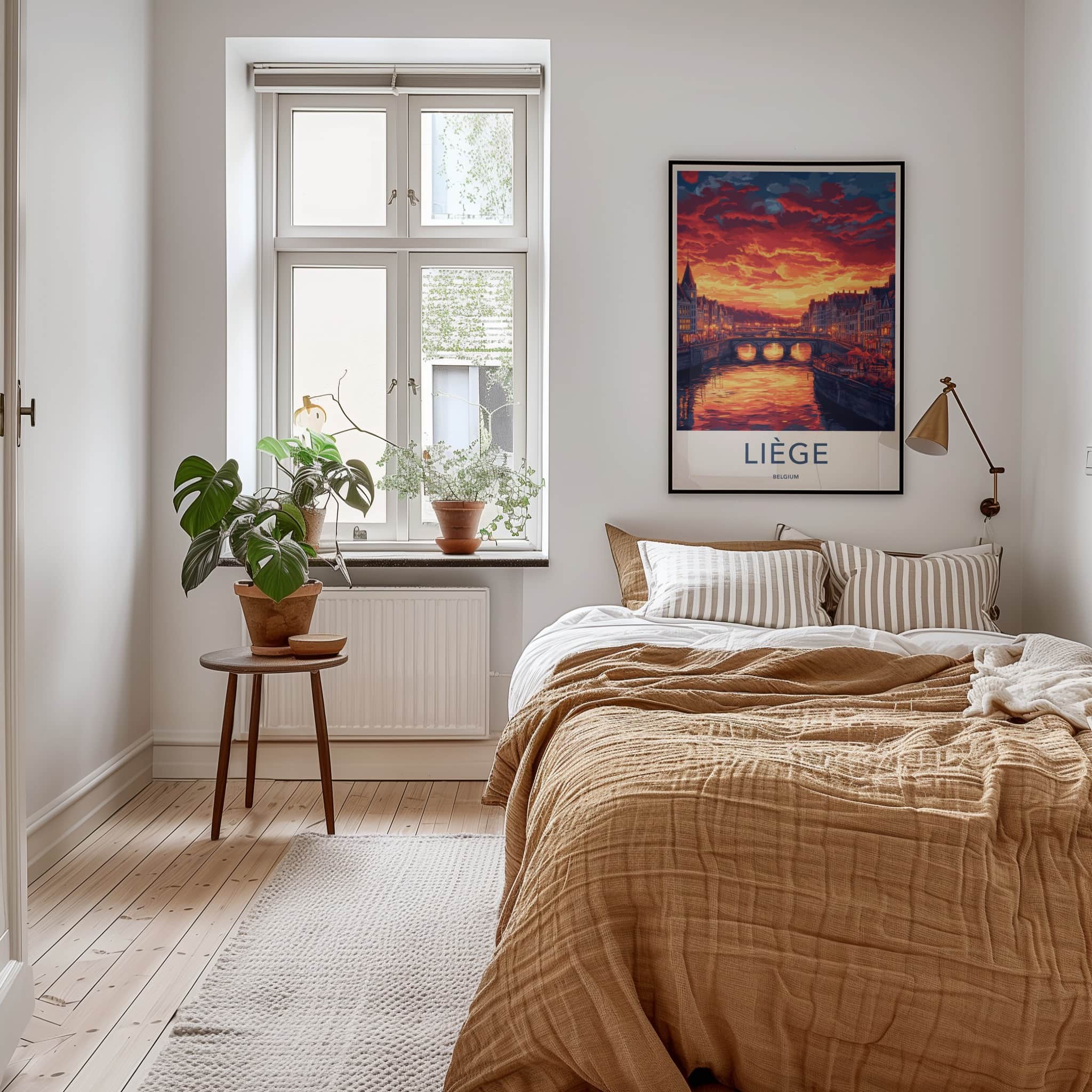 Liege Poster - Belgium Framed Print - Fiery River City Framed Decor