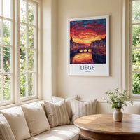 Liege Poster - Belgium Framed Print - Fiery River City Framed Decor