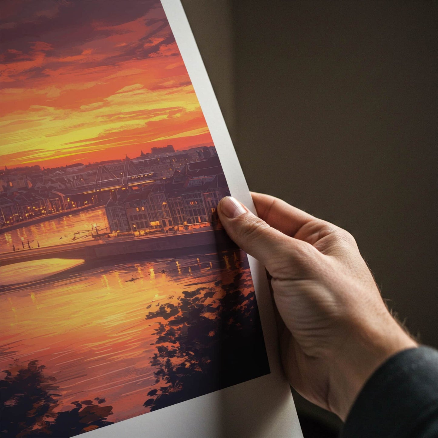Liege Poster - Belgium Wall Art - Vibrant Sunset City Home Decor