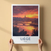 Liege Poster - Belgium Wall Art - Vibrant Sunset City Home Decor