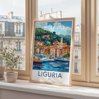 Liguria Poster - Italy Travel Art - Italian Coastal Scene Home Decor