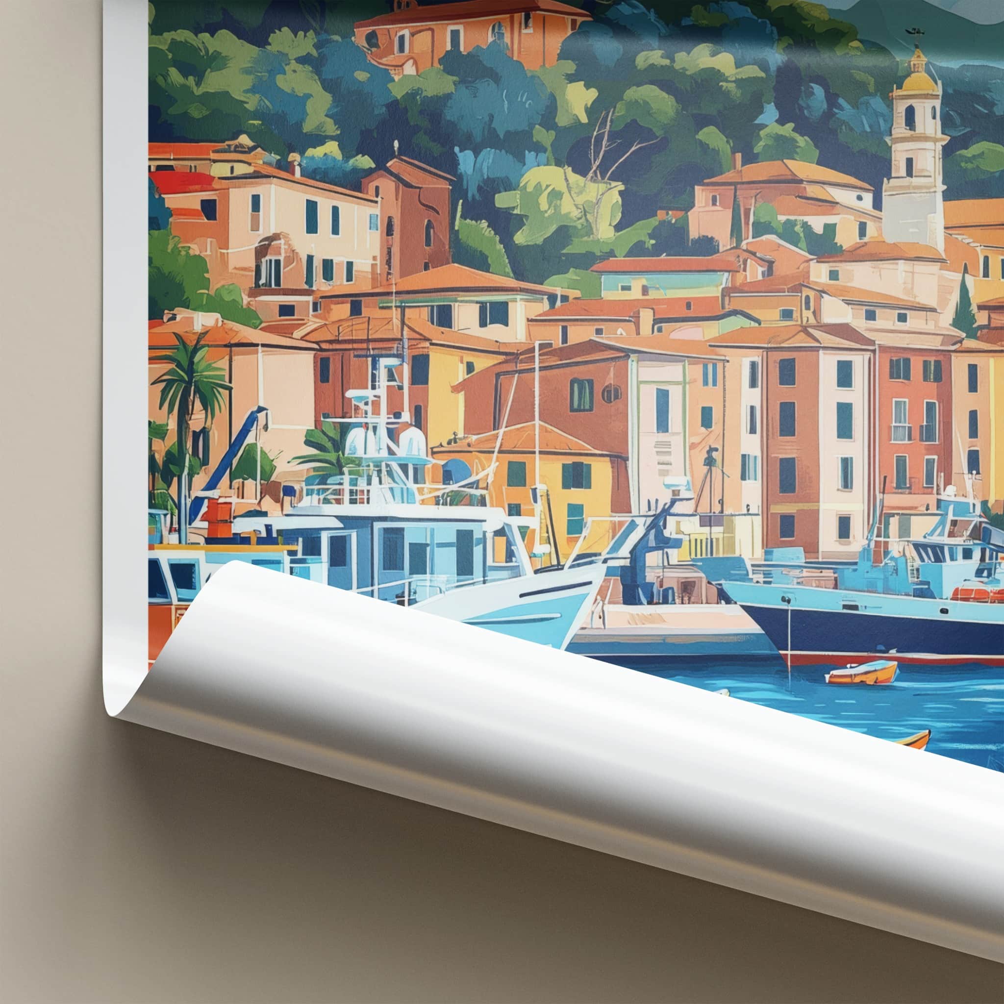 Liguria Poster - Italy Travel Art - Italian Coastal Scene Home Decor