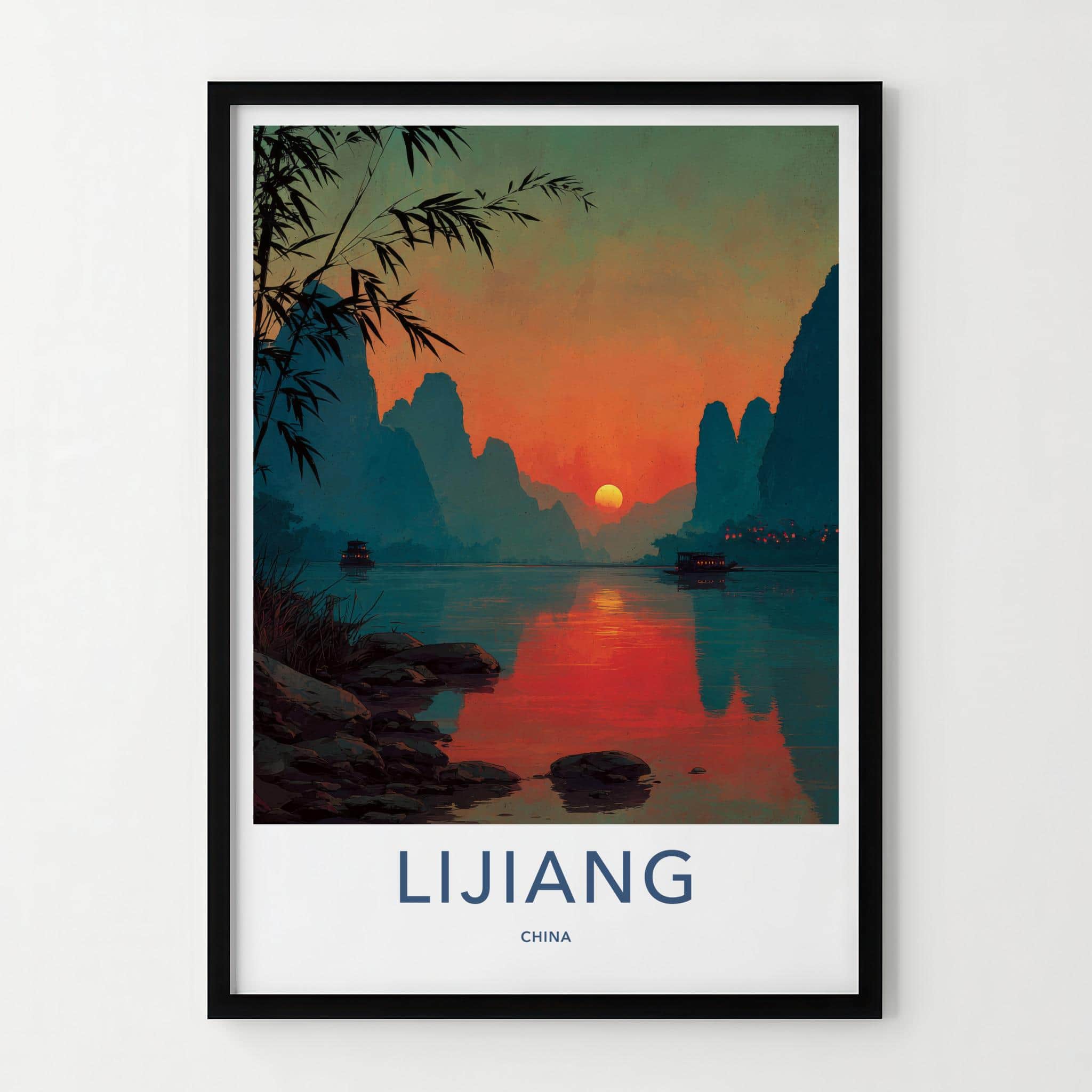 Lijiang Poster - China Framed Art - Karst River Sunset Gallery Art
