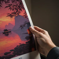 Lijiang Poster - China Travel Art - Sunset River Vessel Home Art