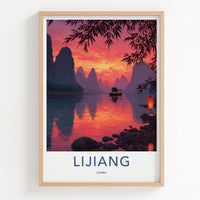 Lijiang Poster - China Travel Art - Sunset River Vessel Home Art