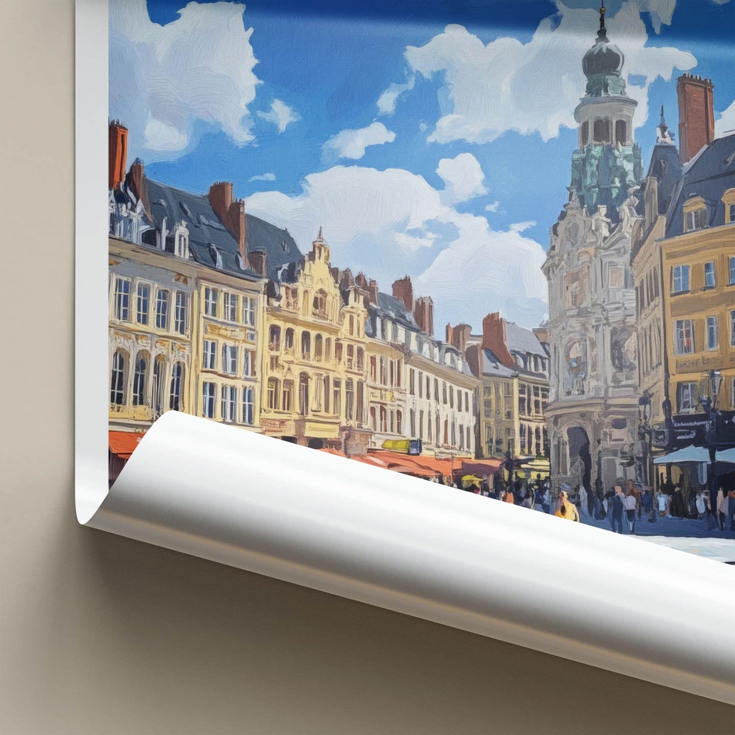 Lille Poster - France Travel Art - Bustling Town Square Home Decor