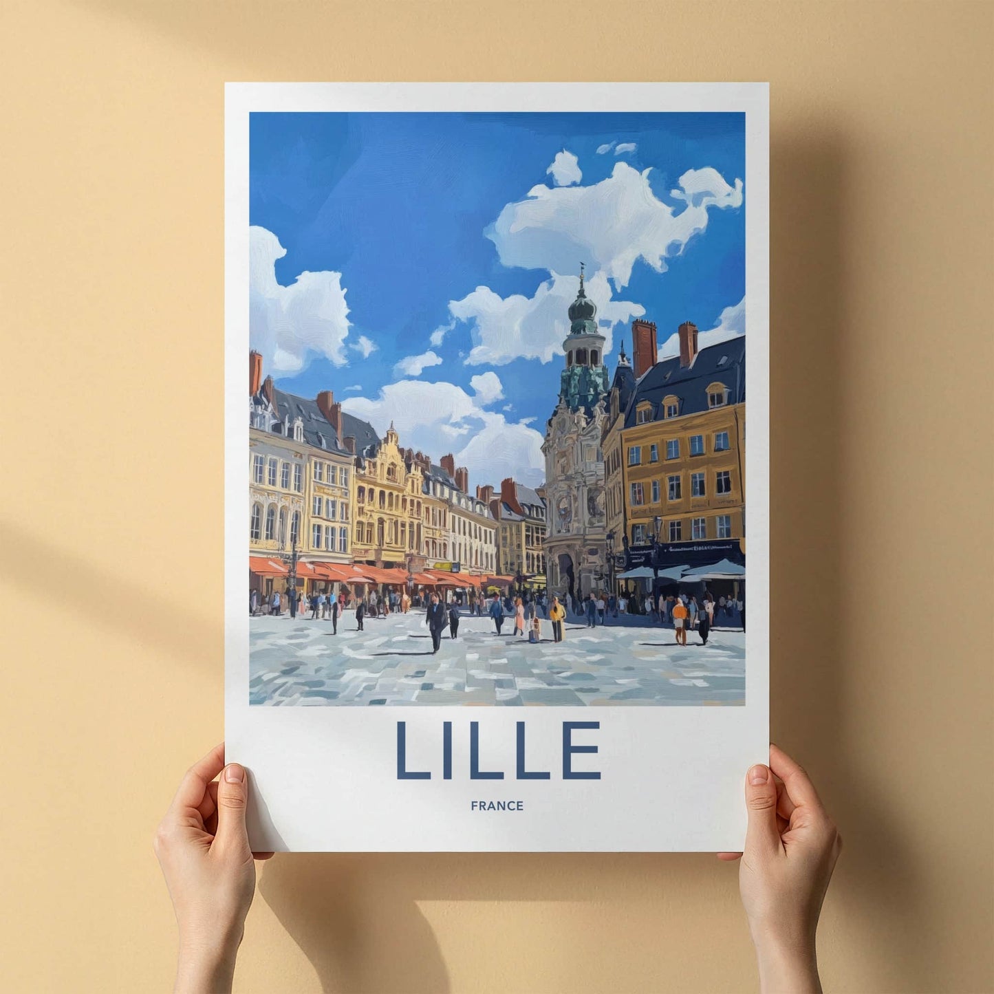 Lille Poster - France Travel Art - Bustling Town Square Home Decor