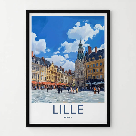 Lille Poster - France Travel Art - Bustling Town Square Home Decor