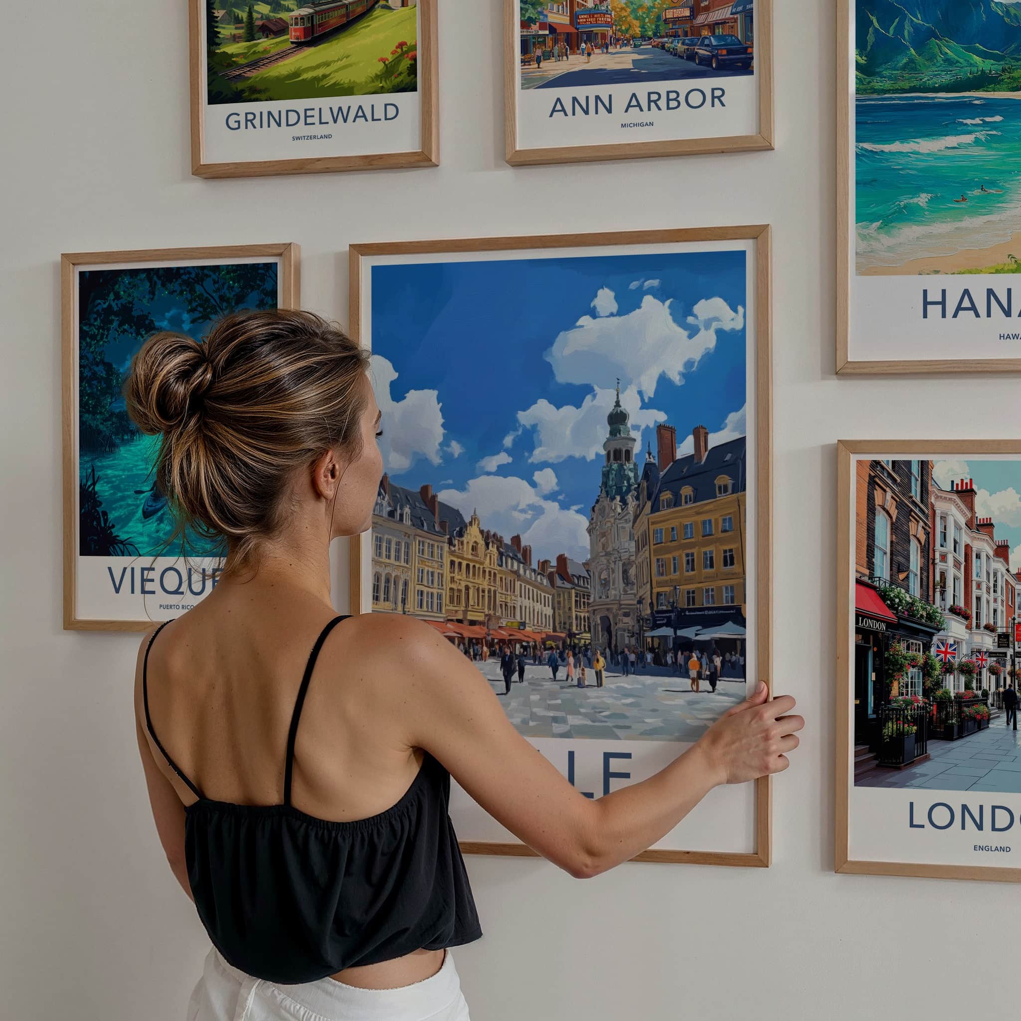 Lille Poster - France Travel Art - Bustling Town Square Home Decor