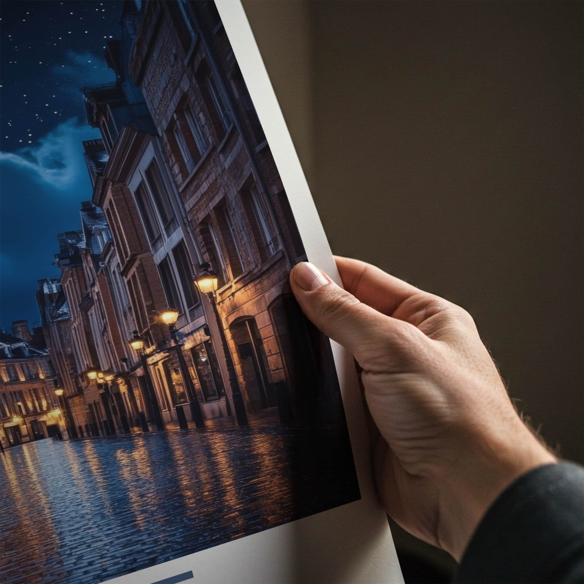 Lille Poster - France Travel Art - Luminous Wet Street Home Decor