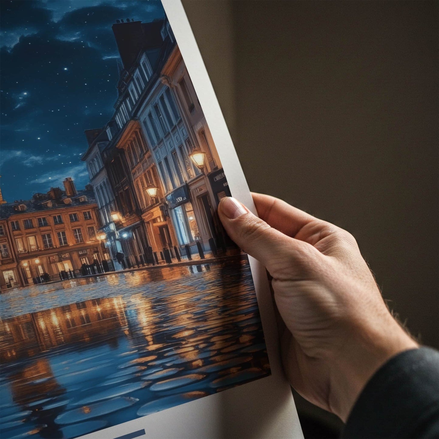 Lille Poster - France Travel Art - Starry Night Reflection Wall Decor