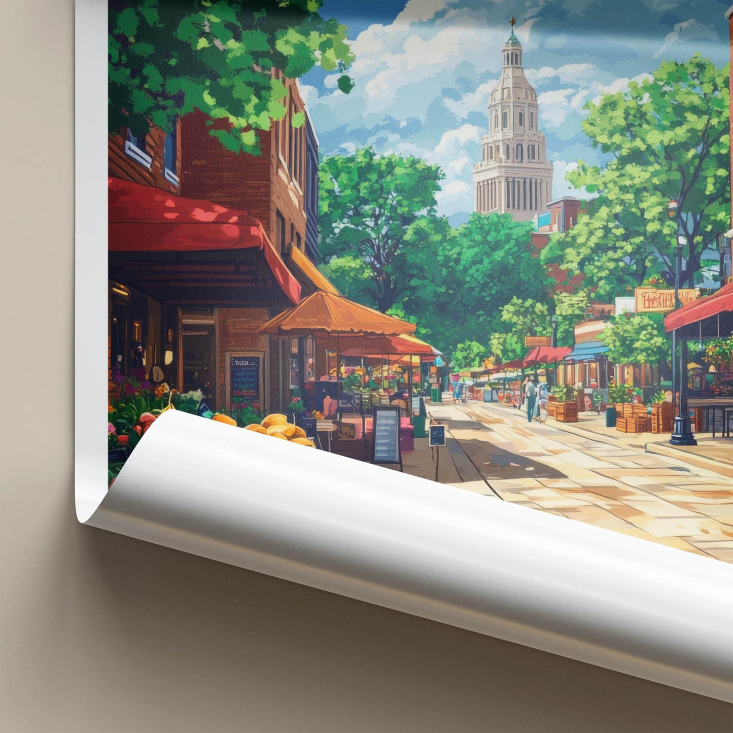 Lincoln Poster - Nebraska Wall Art - Bustling Market Street Home Decor