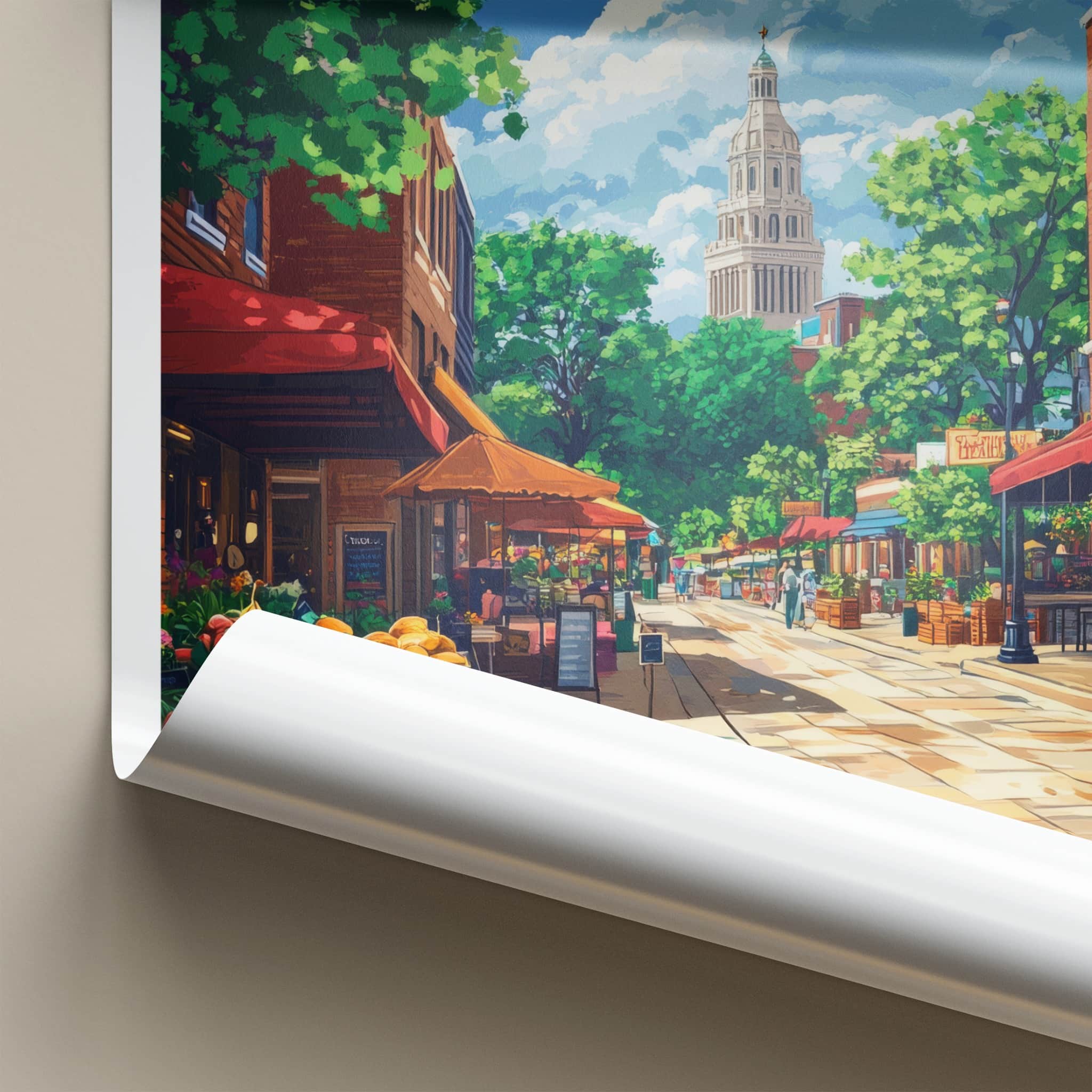 Lincoln Poster - Nebraska Wall Art - Bustling Market Street Home Decor