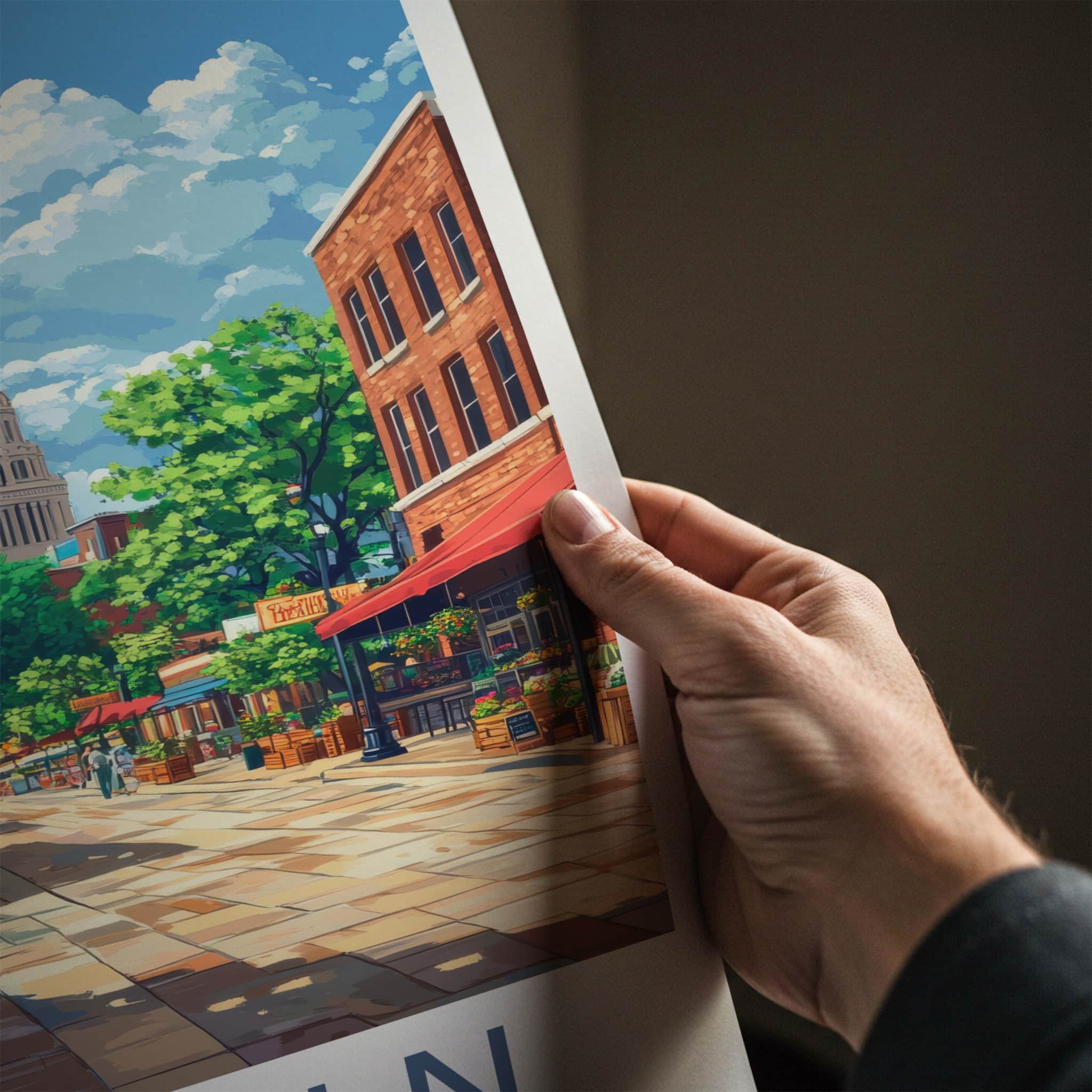 Lincoln Poster - Nebraska Wall Art - Bustling Market Street Home Decor