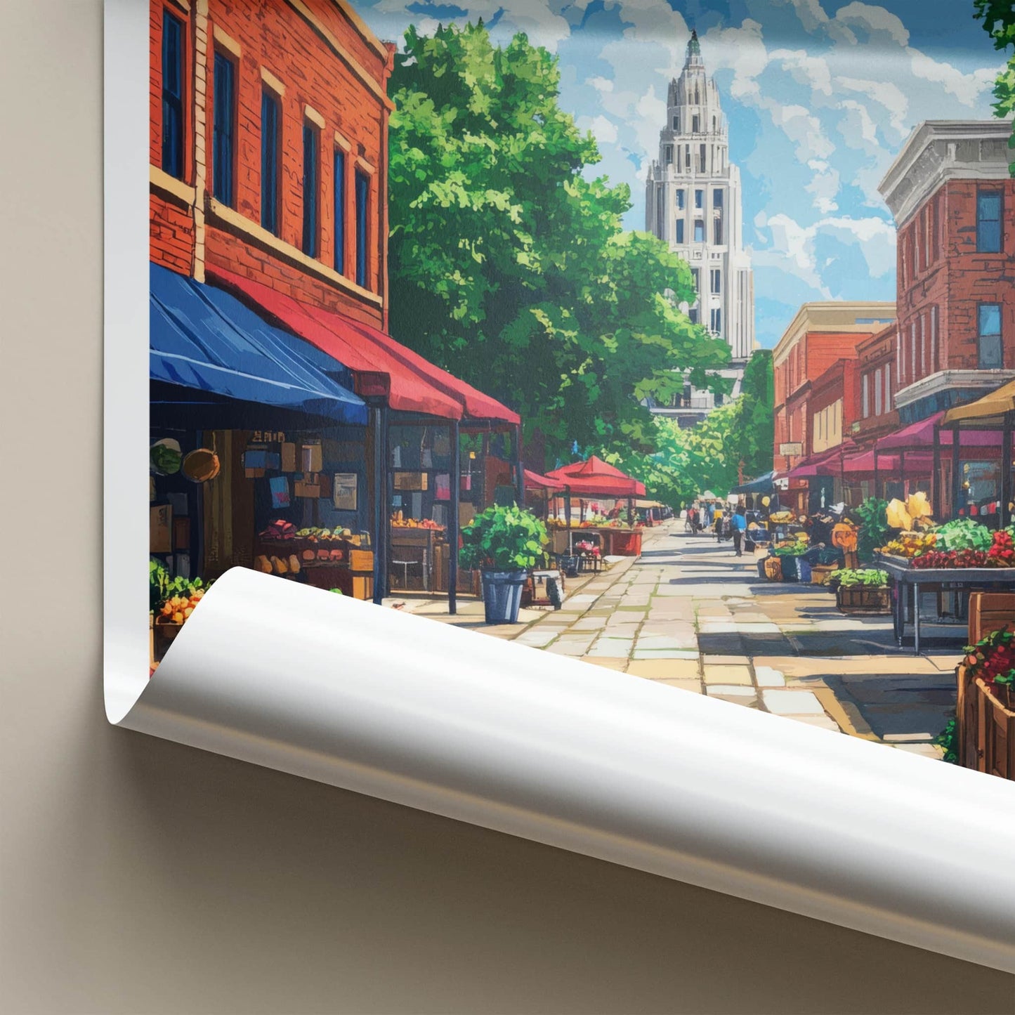 Lincoln Poster - Nebraska Wall Art - Farmers Market Capitol Home Decor