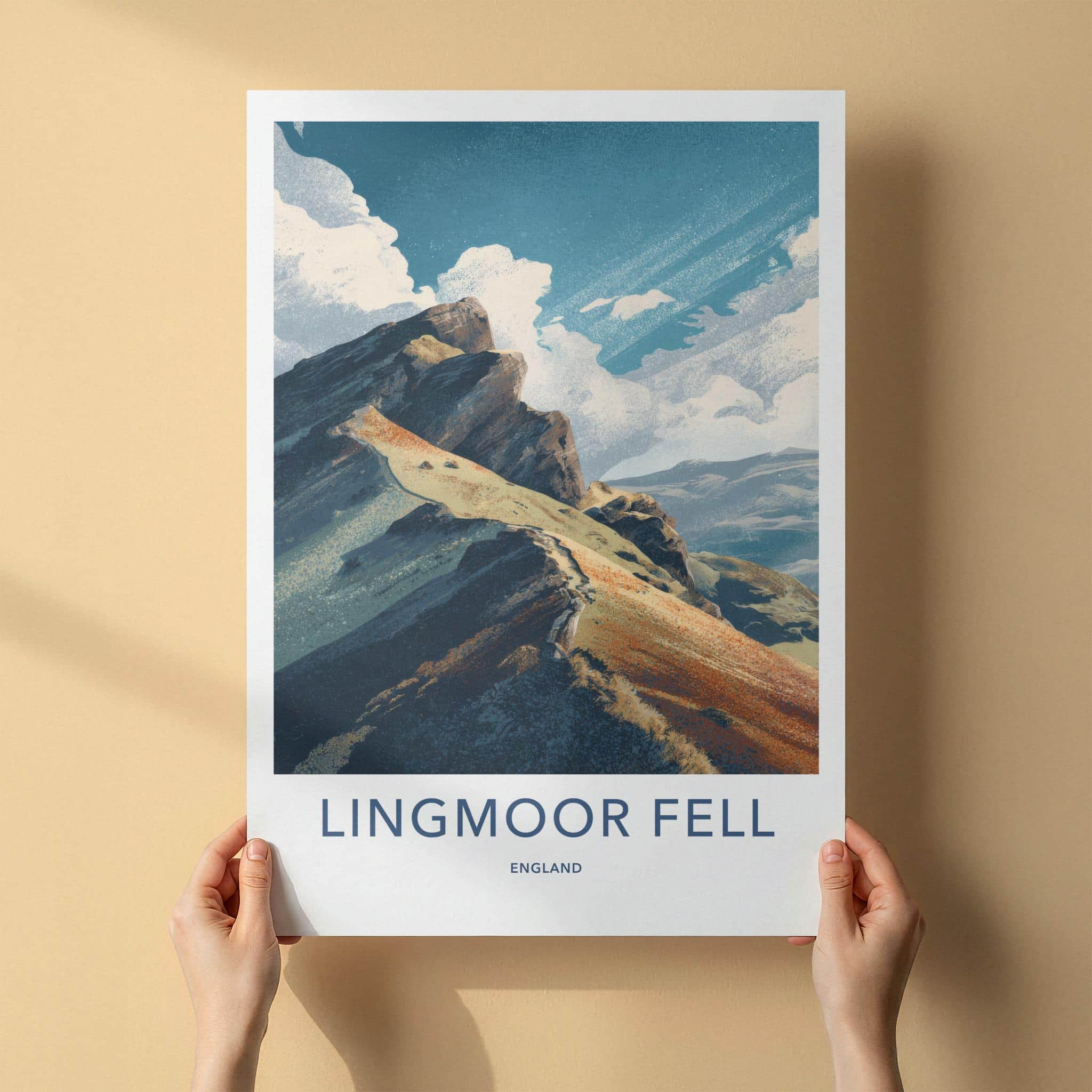 Lingmoor Fell Poster - England Travel Art - Rugged Mountain Path Wall Decor