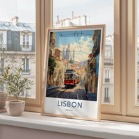 Lisbon Poster - Portugal Travel Art - Cobblestone Tramway View Home Decor