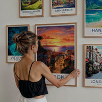 Lisbon Poster - Portugal Travel Art - Vibrant Sunset City Home Decor