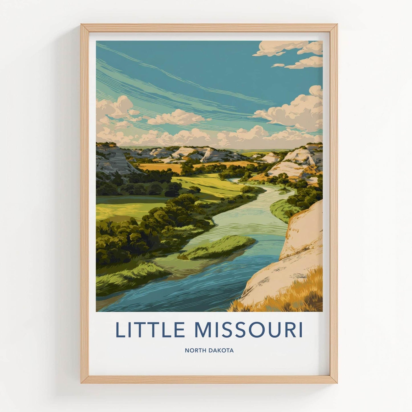 Little Missouri Poster - North Dakota Travel Art - Winding River Valley Home Decor