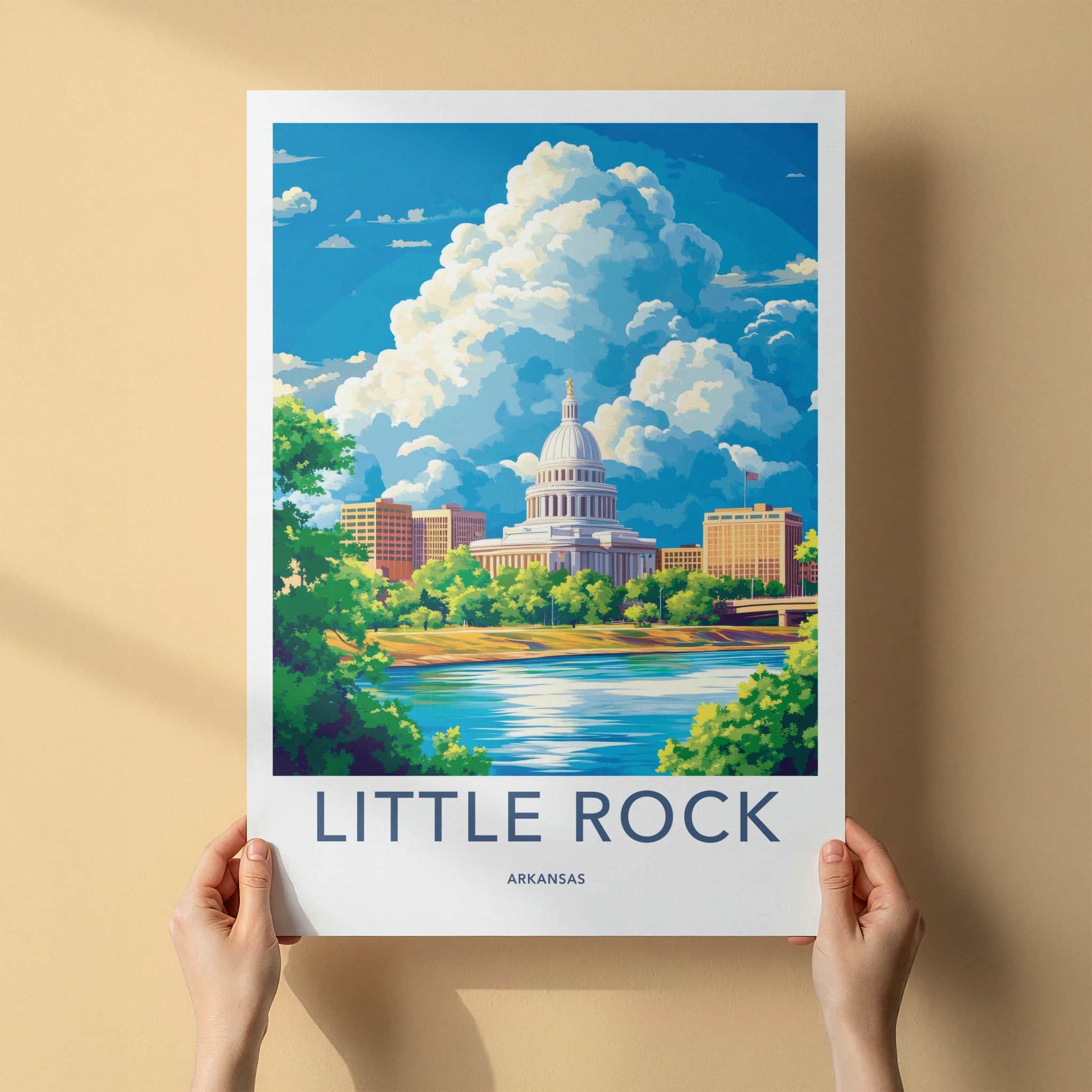 Little Rock Poster - Arkansas Travel Art - Capitol River City Home Decor