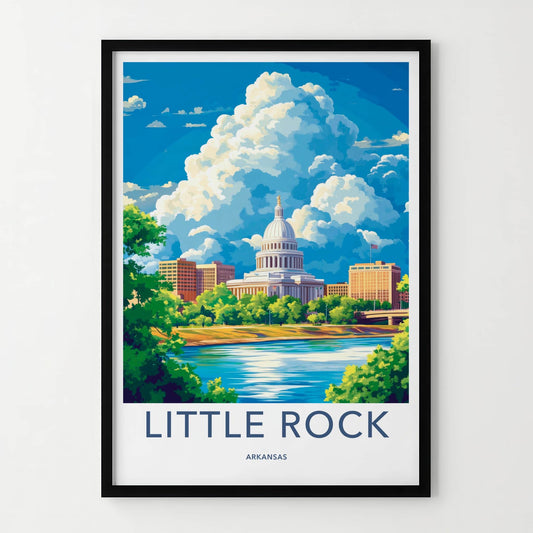 Little Rock Poster - Arkansas Travel Art - Capitol River City Home Decor