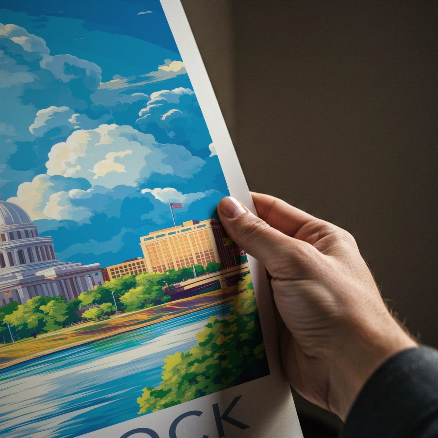 Little Rock Poster - Arkansas Travel Art - Capitol River City Home Decor