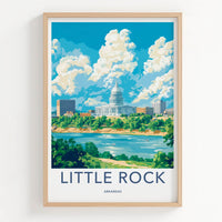 Little Rock Poster - Arkansas Travel Art - Capitol River Skyline Home Decor