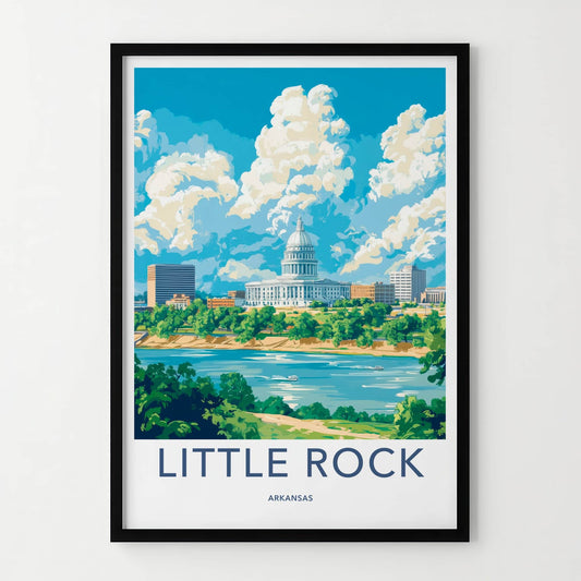 Little Rock Poster - Arkansas Travel Art - Capitol River Skyline Home Decor