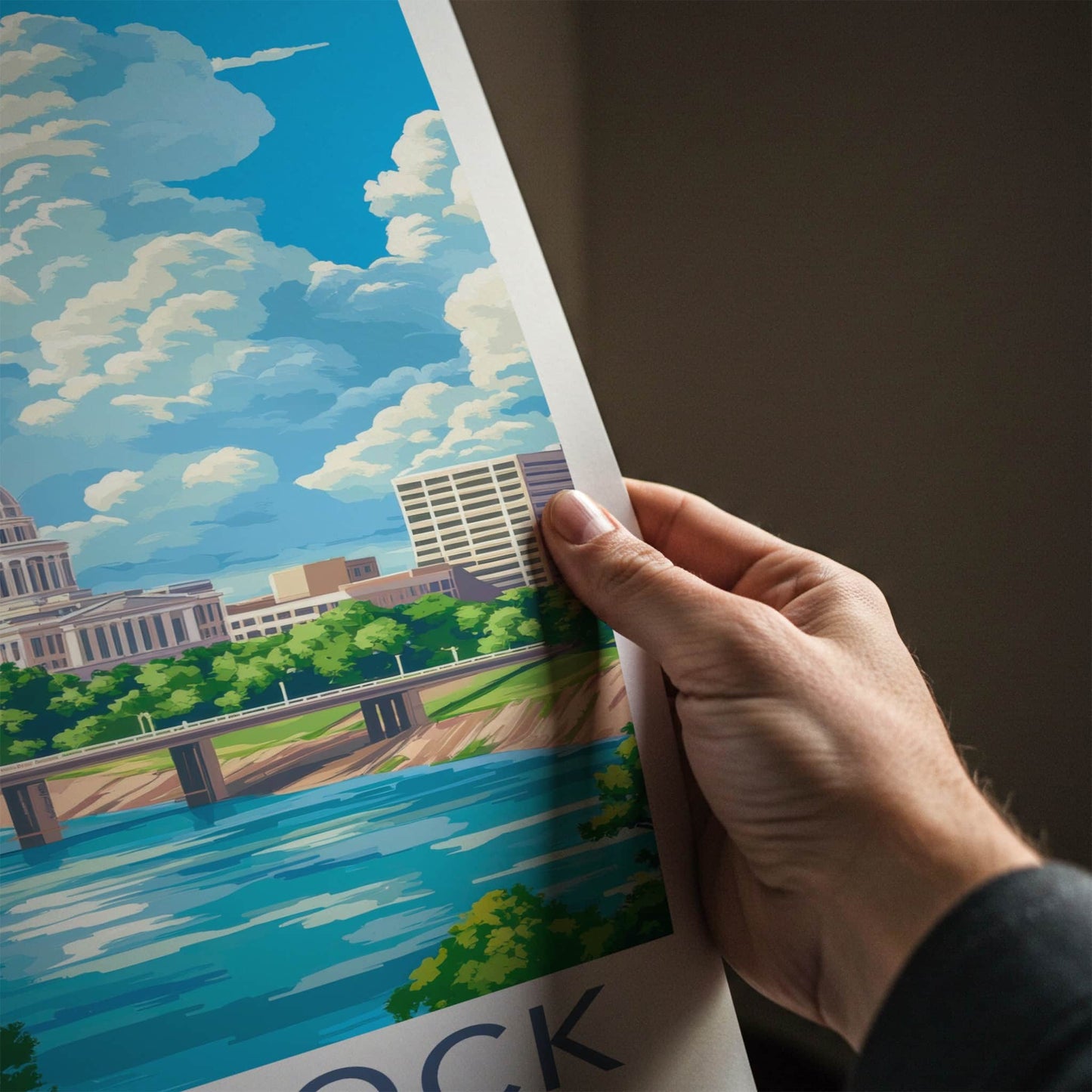 Little Rock Poster - Arkansas Wall Art - Capitol River Bridge Home Decor
