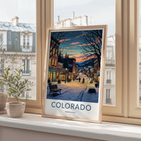Littleton Poster - Colorado Art Print - Snowy Town Evening Home Decor
